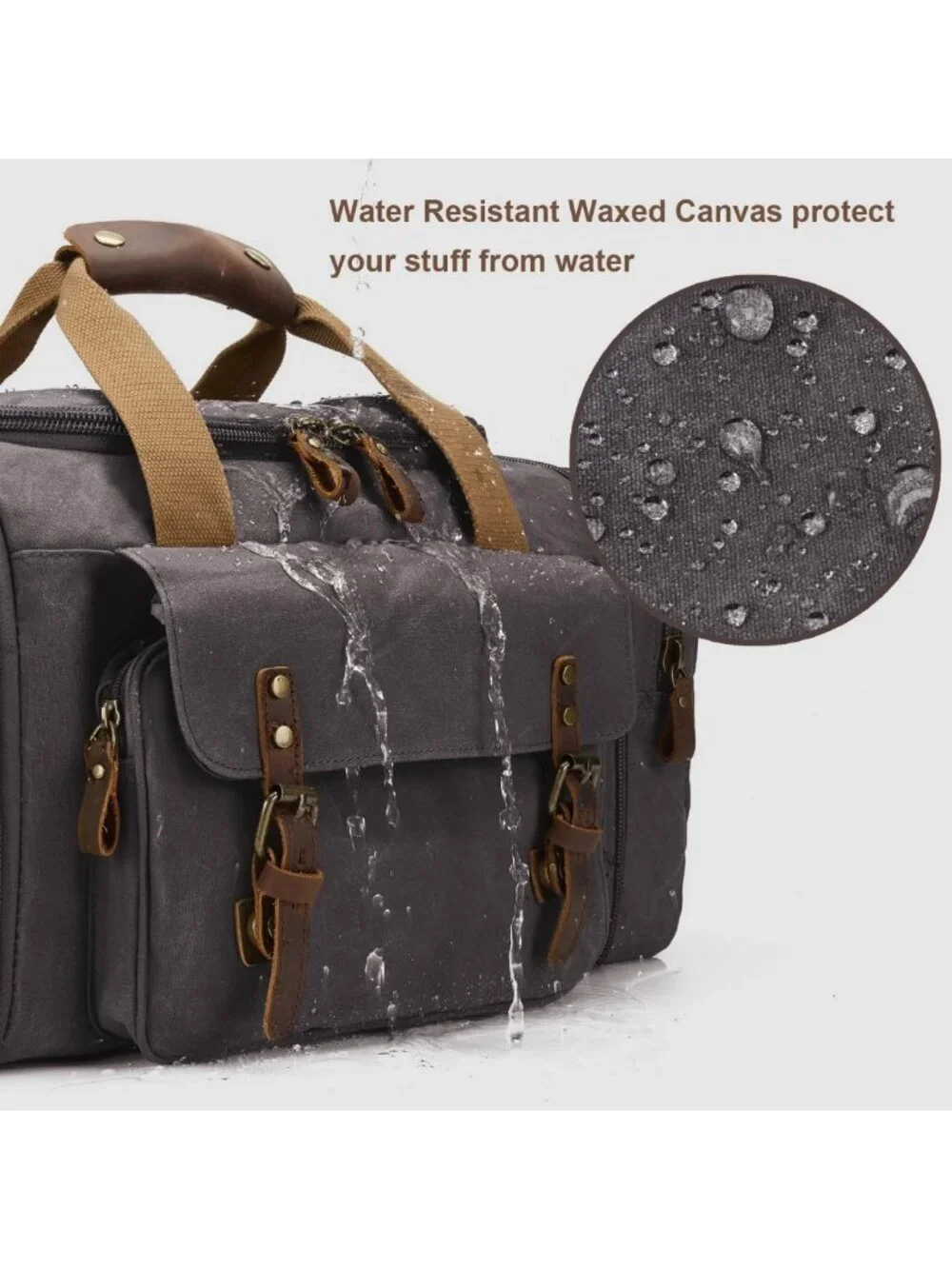 Waterproof Waxed Canvas Duffel Bag 50L | Dark Grey Travel & Weekend Bag